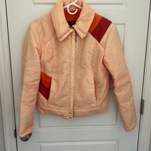 Vintage Women’s Ski Jacket - peach, Red &Orange Ski Jacket 60’s Puffy